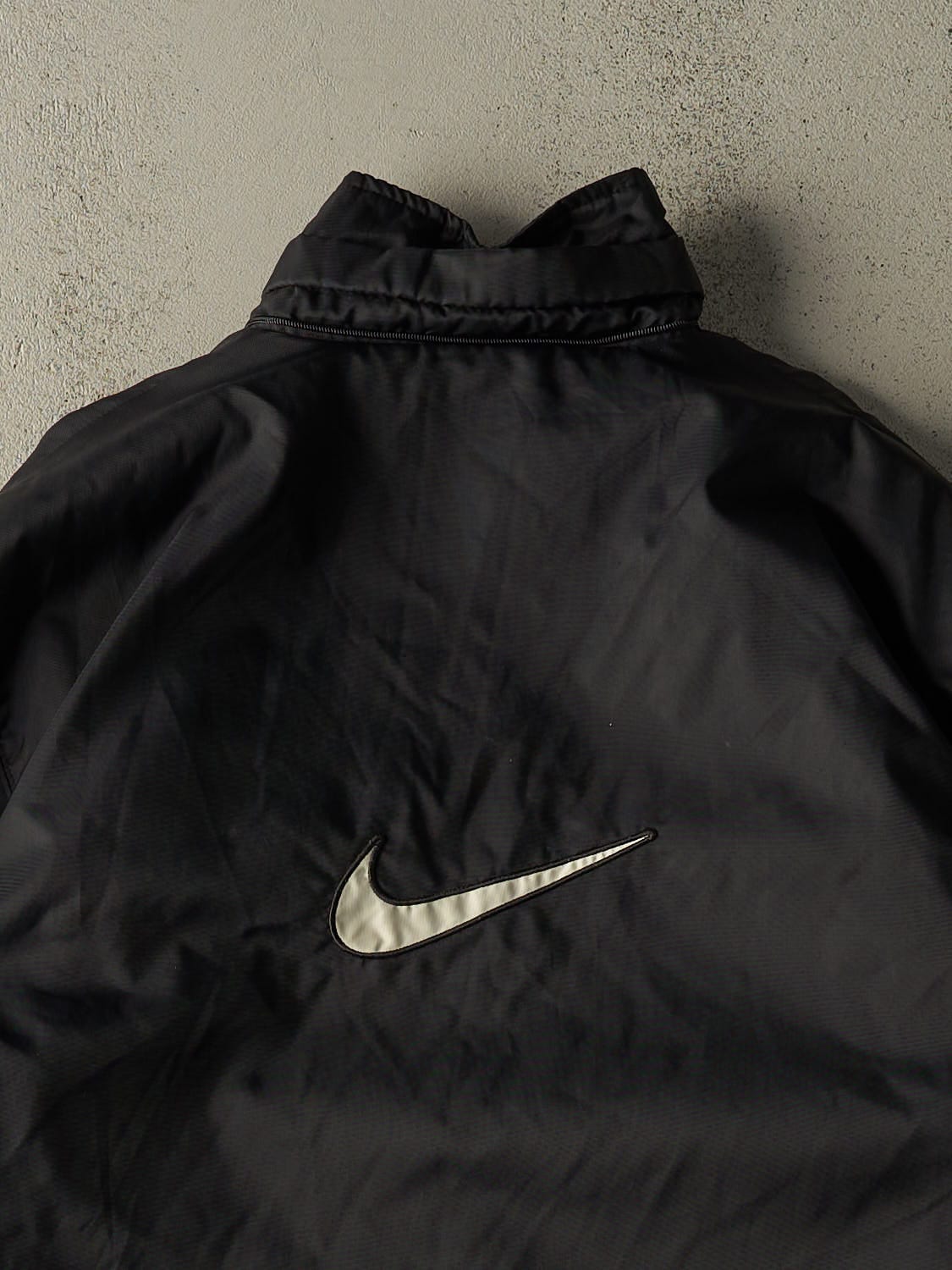 Vintage Y2K Black Nike Embroidered Zip Up Long Jacket (XXL)
