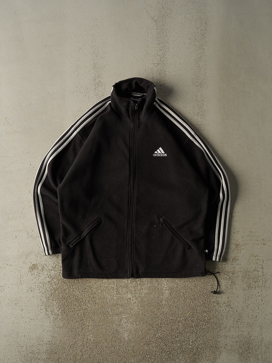 Vintage Y2K Black Adidas Embroidered Zip Up Fleece (XXL/XXXL)