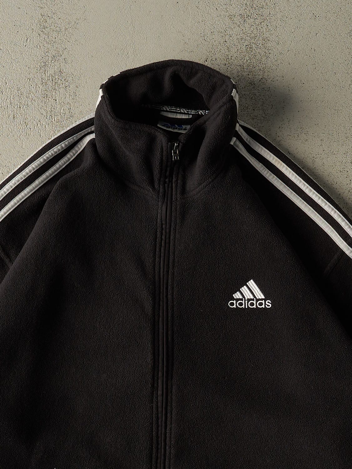 Vintage Y2K Black Adidas Embroidered Zip Up Fleece (XXL/XXXL)
