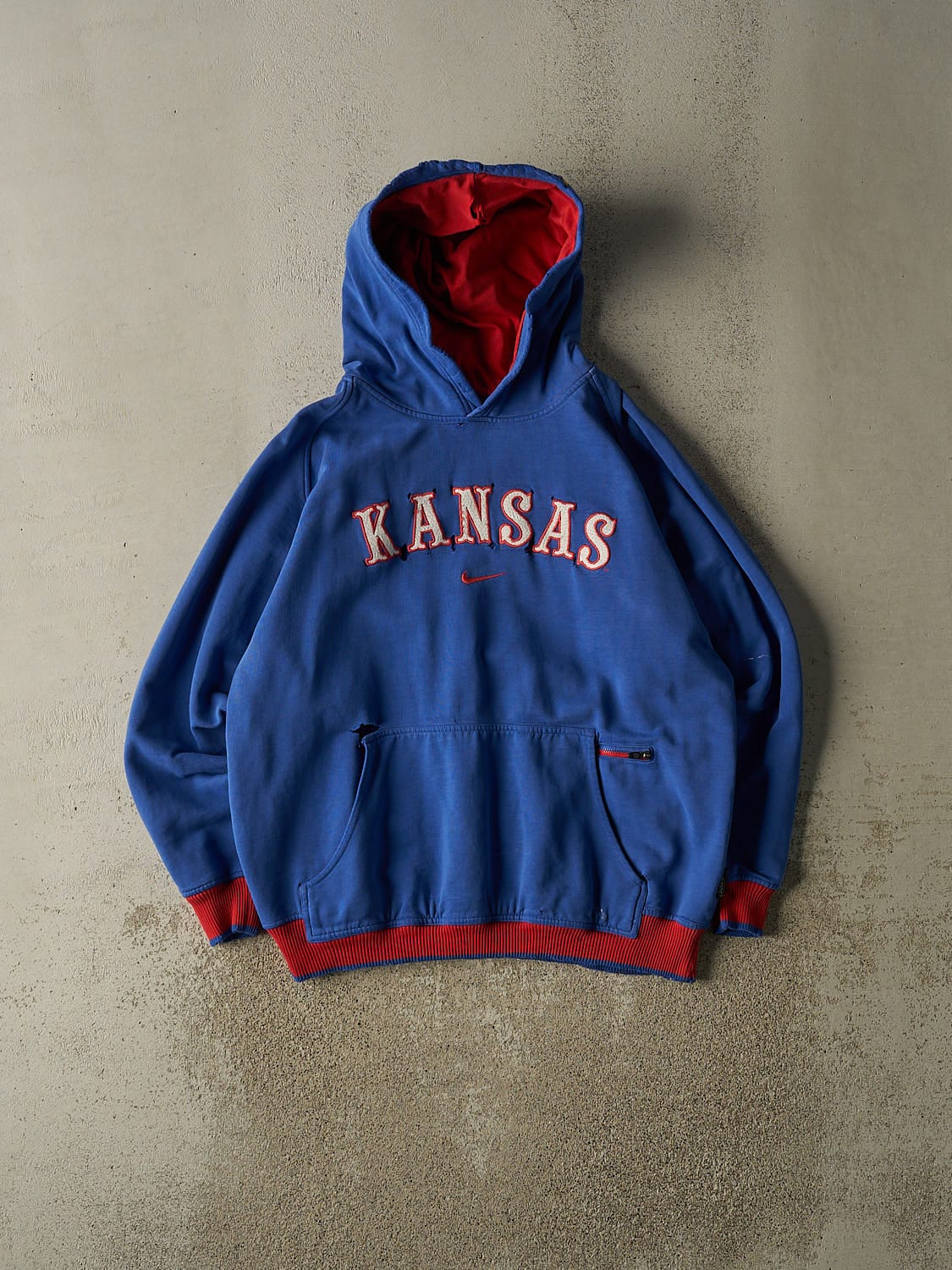 Vintage Y2K Blue Nike Middle Swoosh Kansas University Hoodie (L)