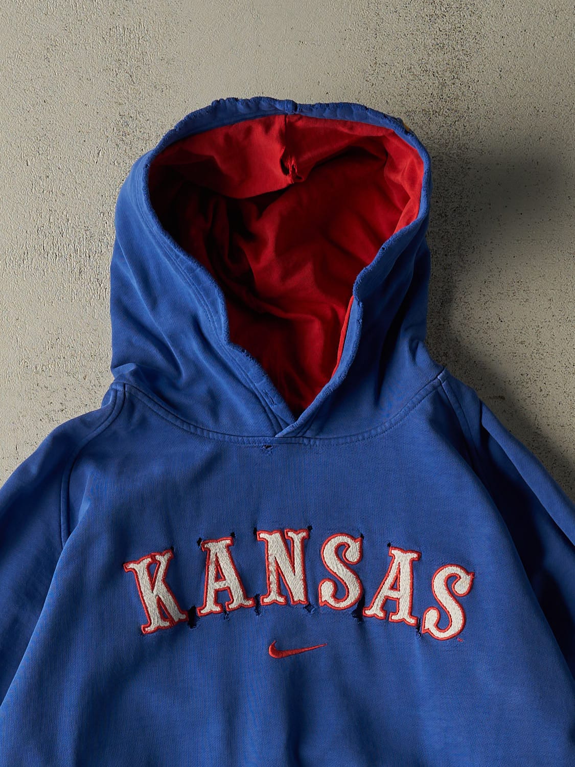 Vintage Y2K Blue Nike Middle Swoosh Kansas University Hoodie (L)