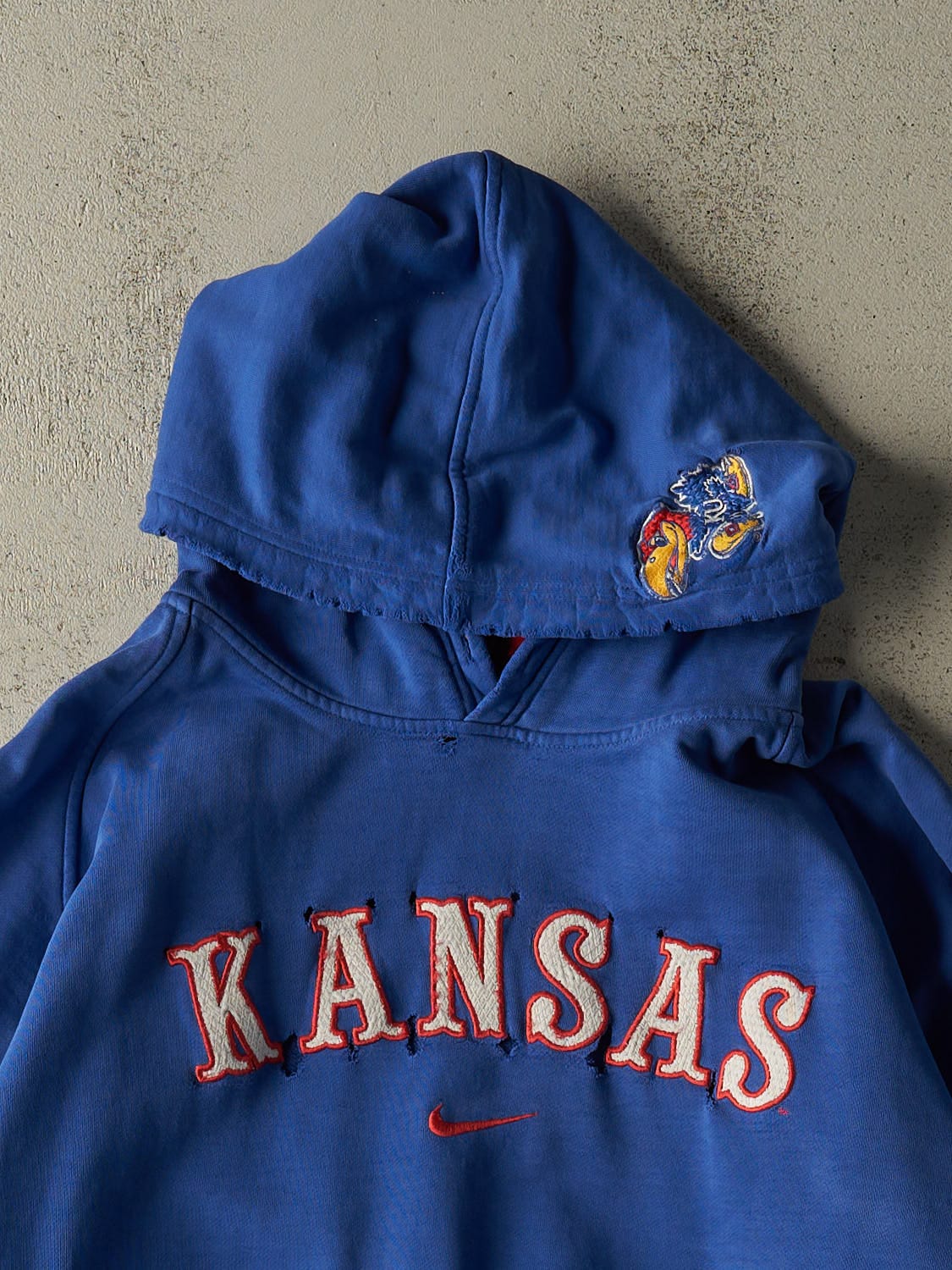 Vintage Y2K Blue Nike Middle Swoosh Kansas University Hoodie (L)