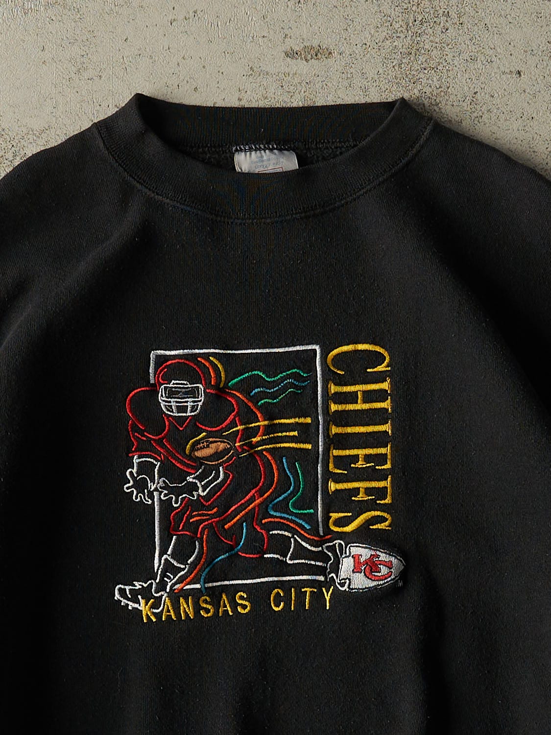 Vintage 90s Black Kansas City Chiefs Embroidered Crewneck (L/XL)