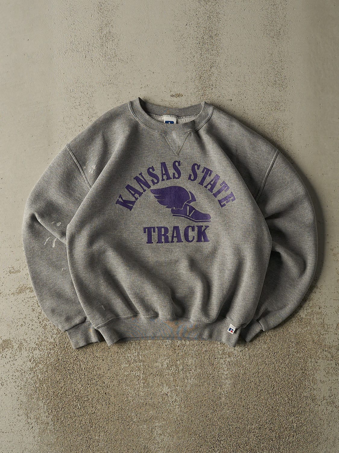 Vintage 90s Grey Russell Athletic Kansas State Track Crewneck (S/M)