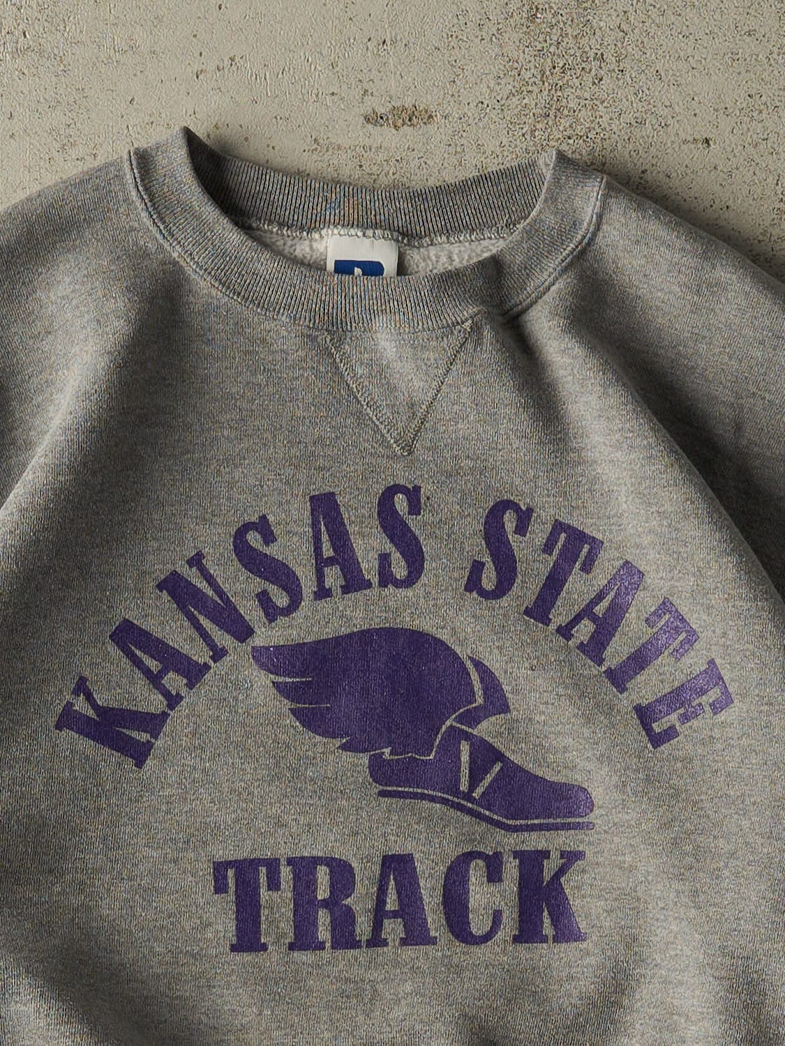 Vintage 90s Grey Russell Athletic Kansas State Track Crewneck (S/M)