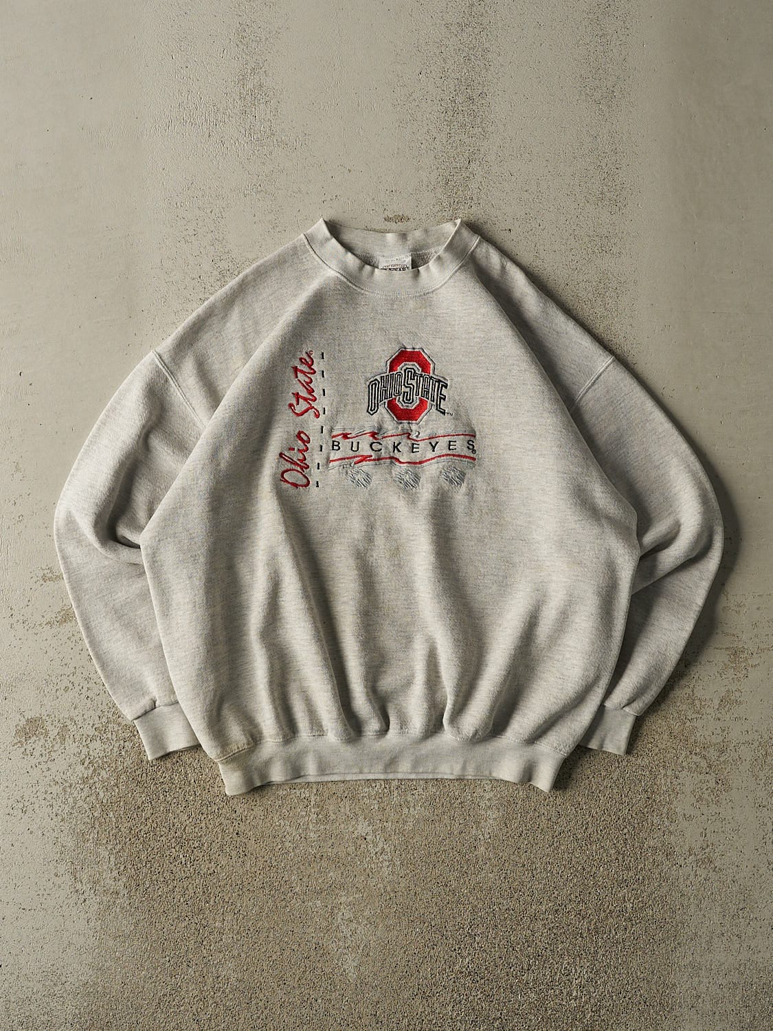 Vintage 90s Heather Grey Ohio State Buckeyes Crewneck (L/XL)