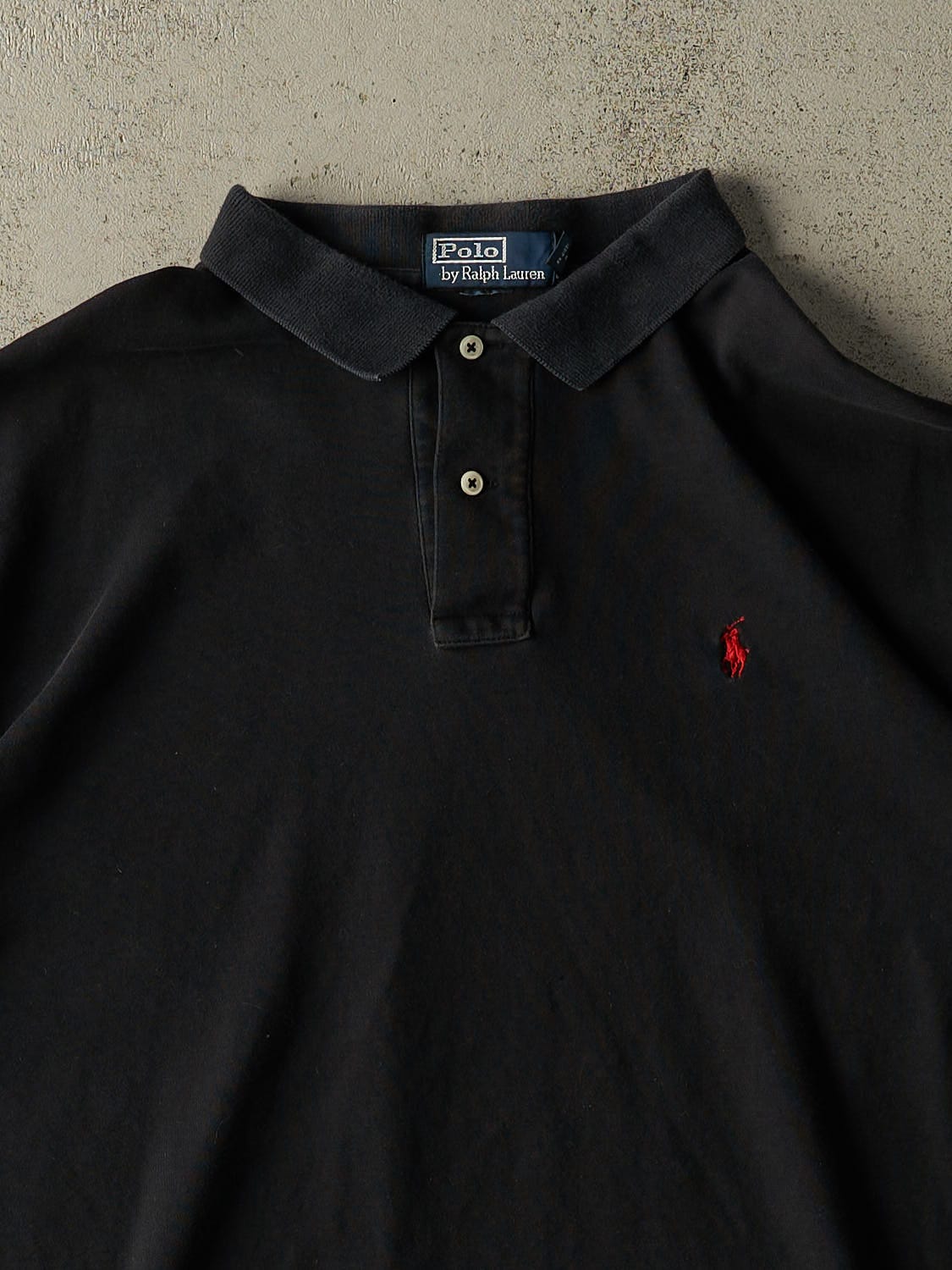 Vintage 90s Black Polo Embroidered Quarter Button Tee (XL/XXL)