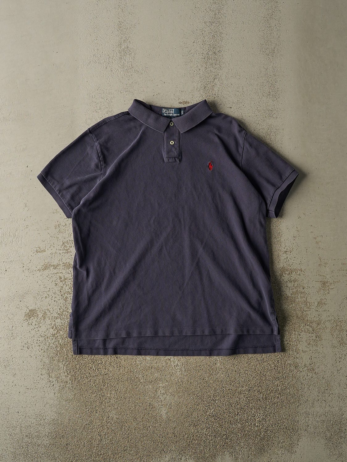 Vintage 90s Navy Blue Polo Embroidered Quarter Button Tee (L/XL)