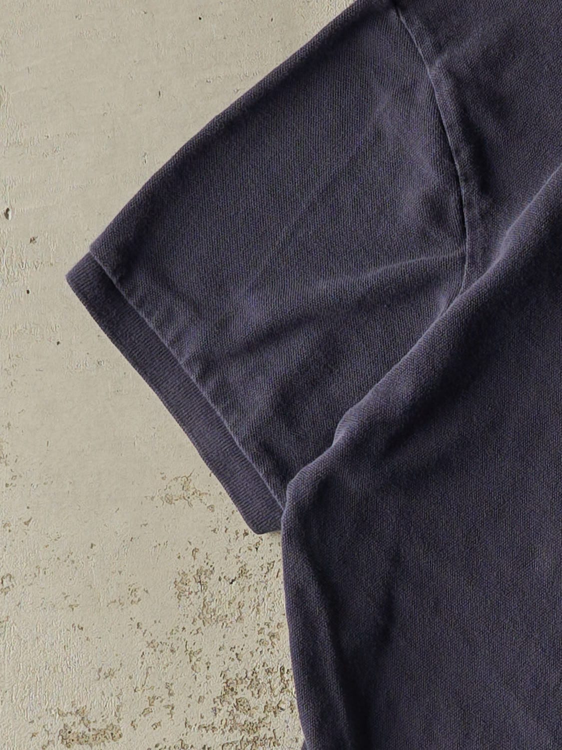 Vintage 90s Navy Blue Polo Embroidered Quarter Button Tee (L/XL)