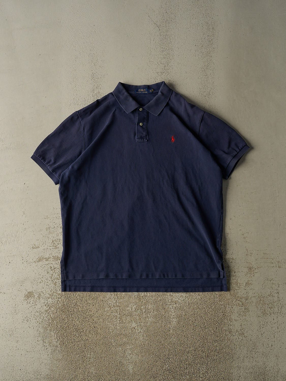 Vintage Y2K Navy Blue Polo Embroidered Quarter Button Tee (XL/XXL)