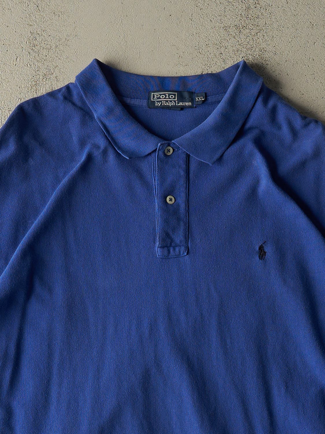 Vintage 90s Royal Blue Polo Embroidered Quarter Button Tee (XXL/XXXL)