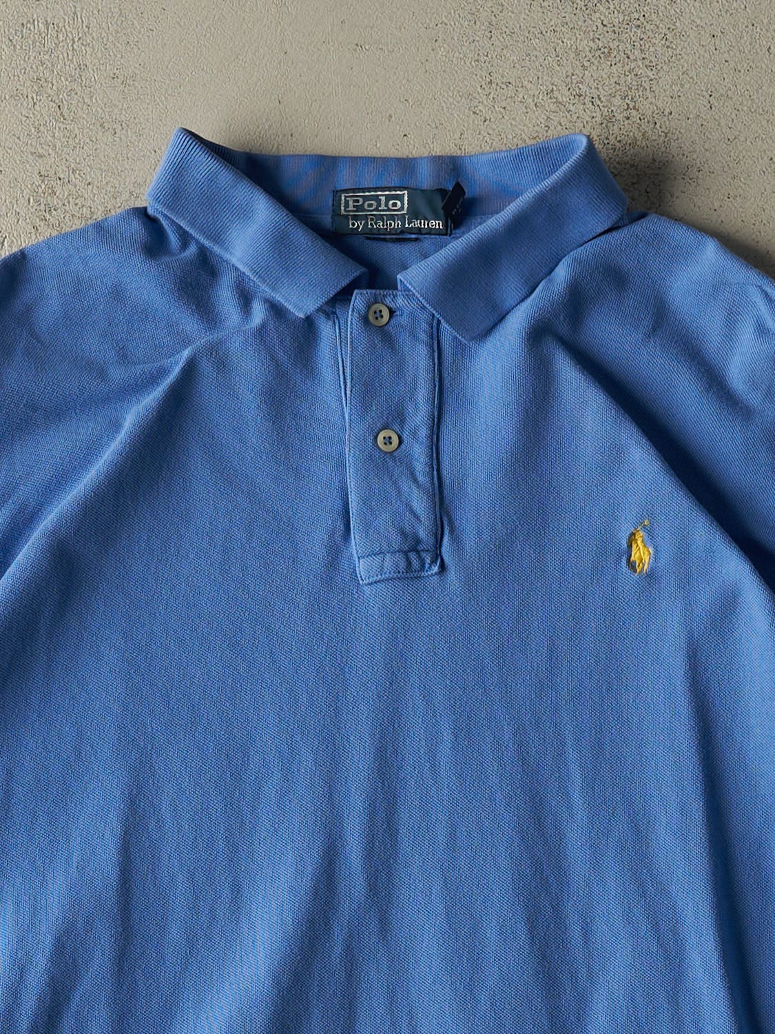 Vintage 90s Blue Polo Embroidered Quarter Button Tee (XXL/XXXL)