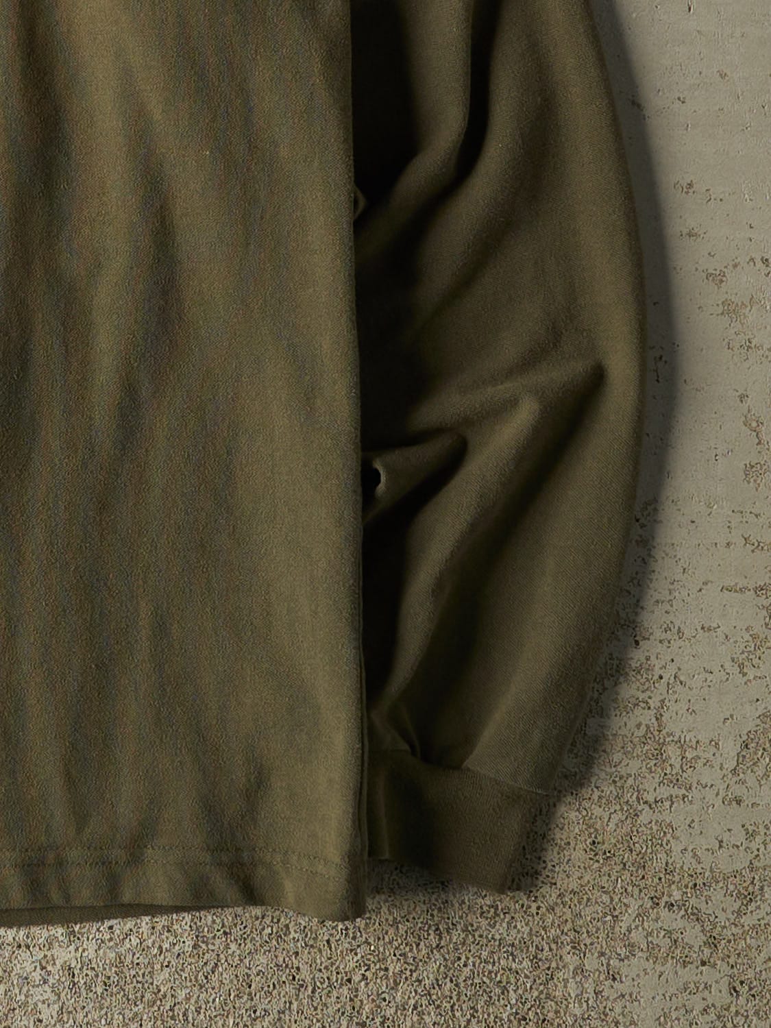 Vintage 90s Green Polo Embroidered Quarter Button Long Sleeve (L)