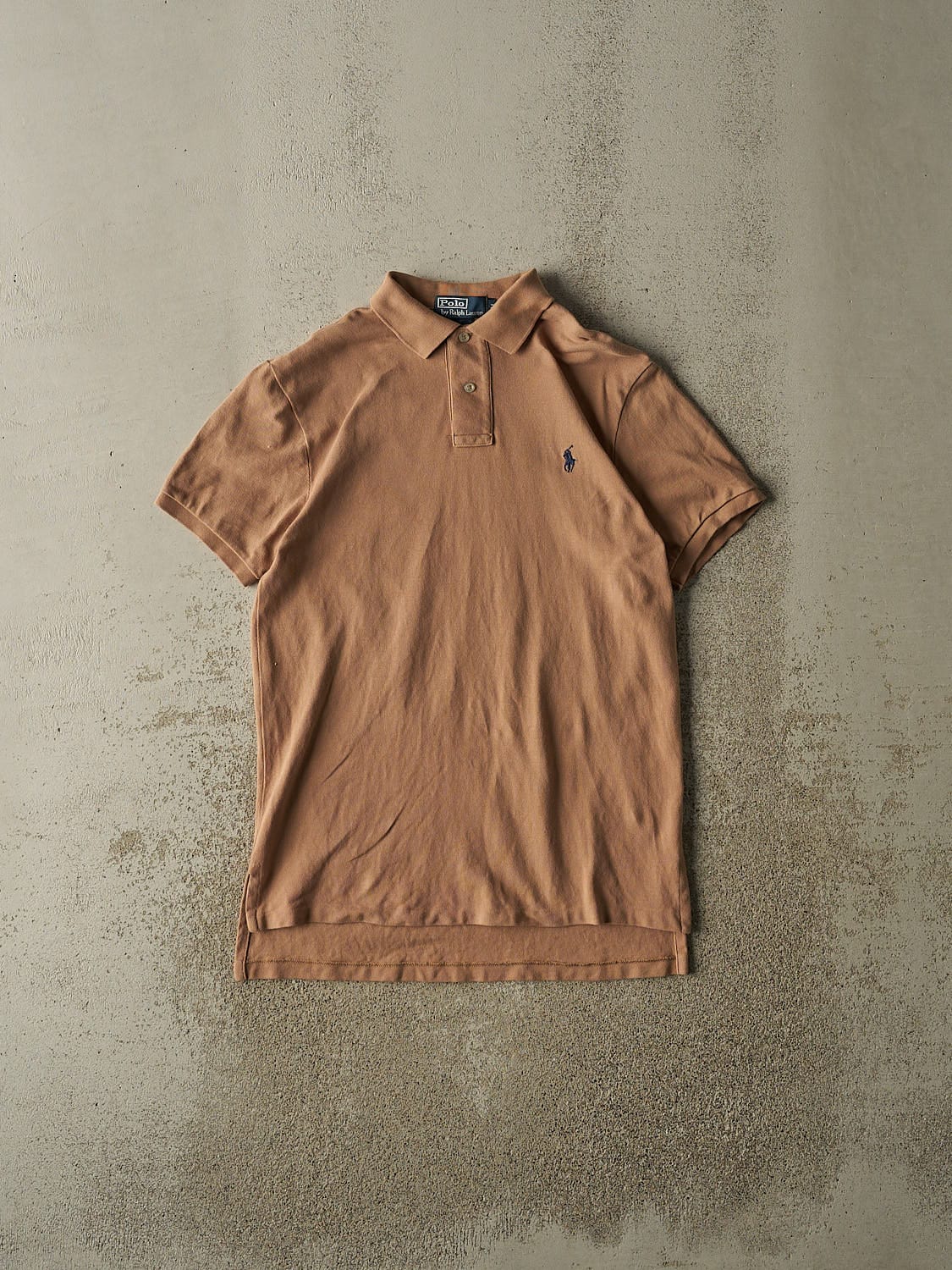 Vintage 90s Beige Polo Embroidered Quarter Button Tee (S/M)