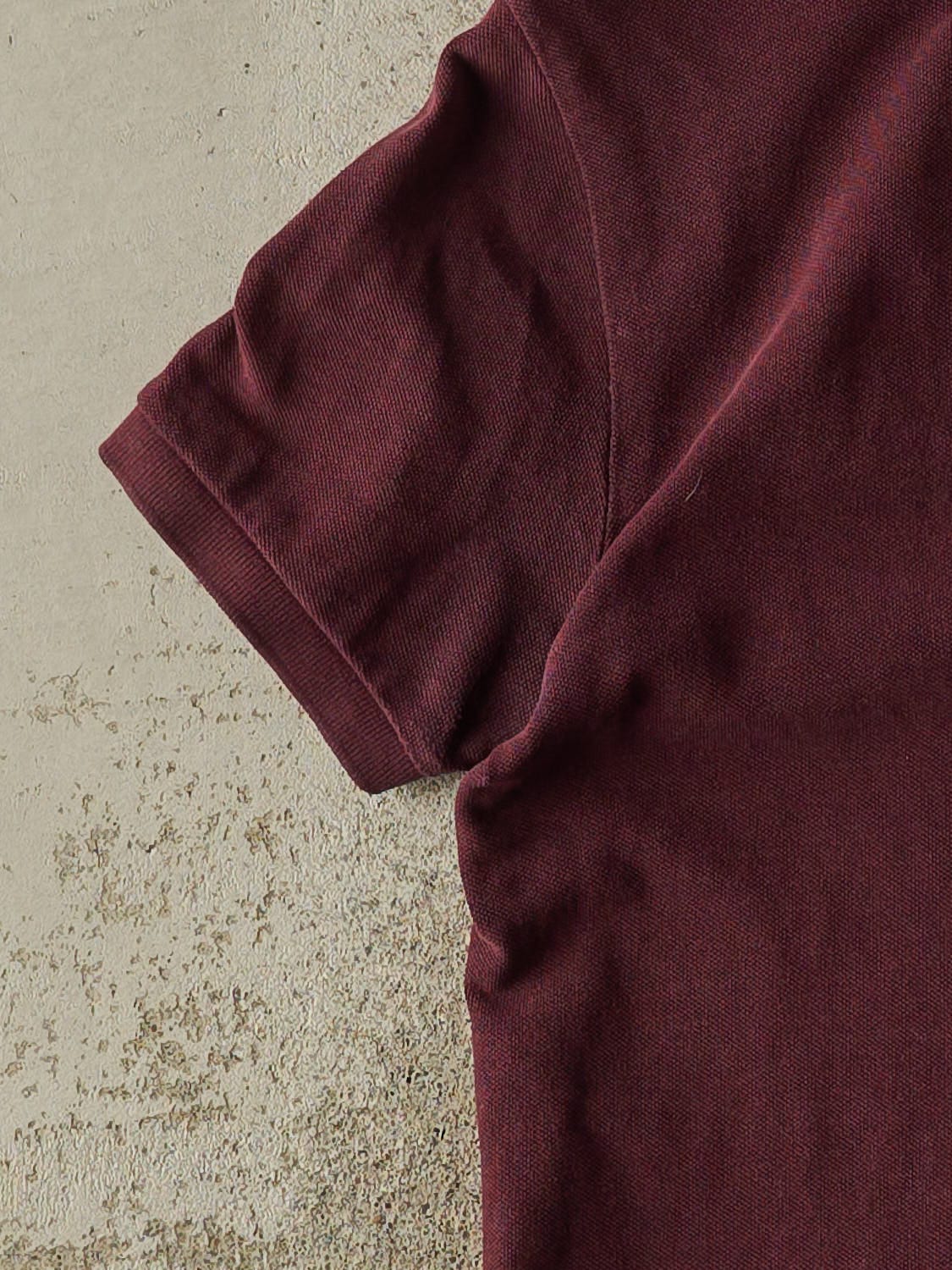 Vintage 90s Burgundy Polo Embroidered Quarter Button Tee (XS/S)