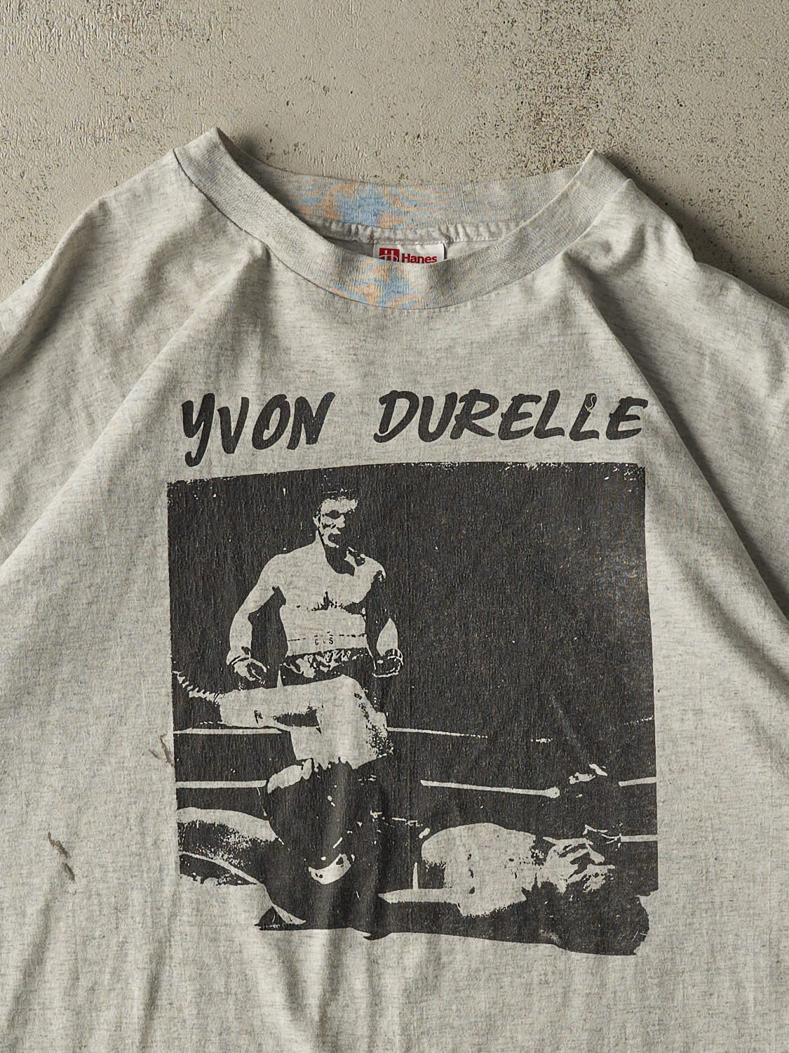 Vintage 90s Heather Grey Yvon Durelle Boxing Tee (XL)