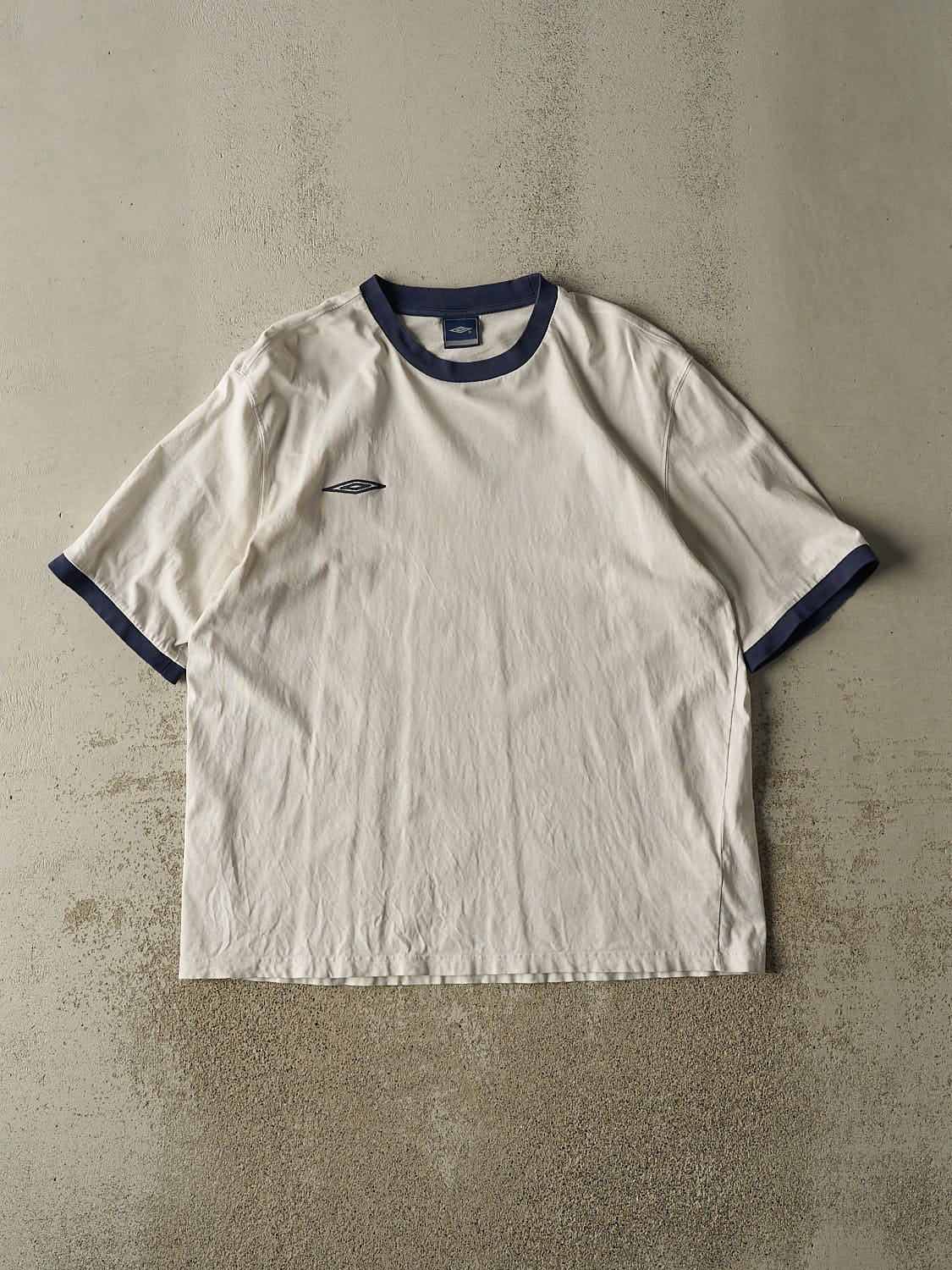 Vintage 90s White Umbro Embroidered Ringer Tee (XL)