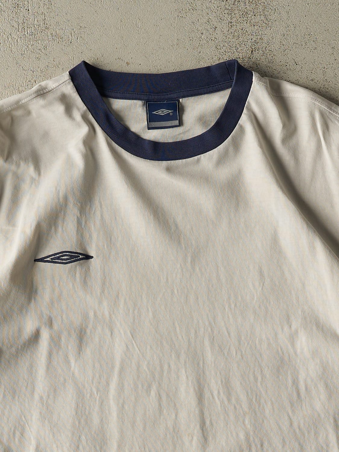 Vintage 90s White Umbro Embroidered Ringer Tee (XL)