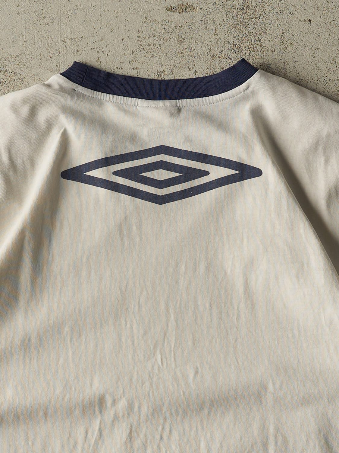 Vintage 90s White Umbro Embroidered Ringer Tee (XL)