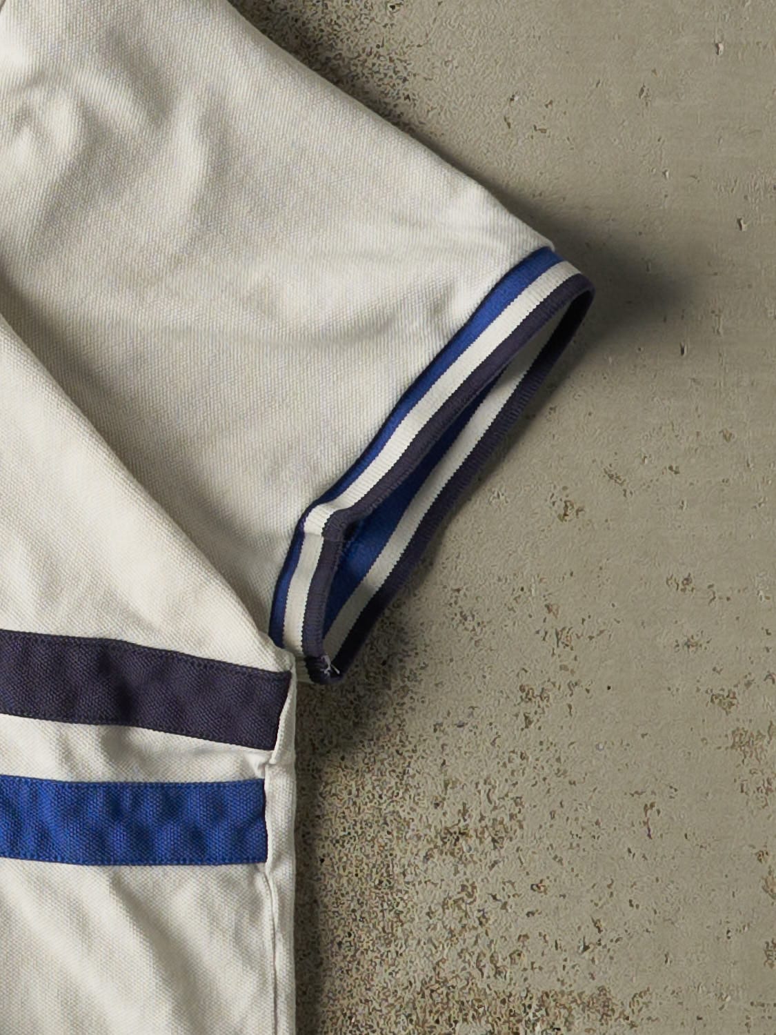 Vintage Y2K White Polo Embroidered Quarter Button Tee (L)