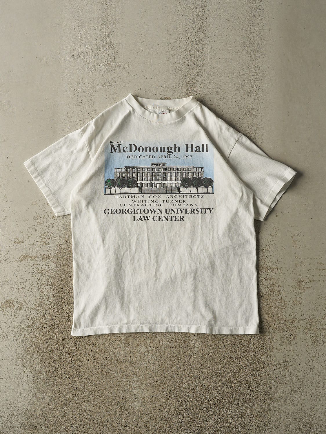 Vintage 97' White Georgetown University Law Tee (L)
