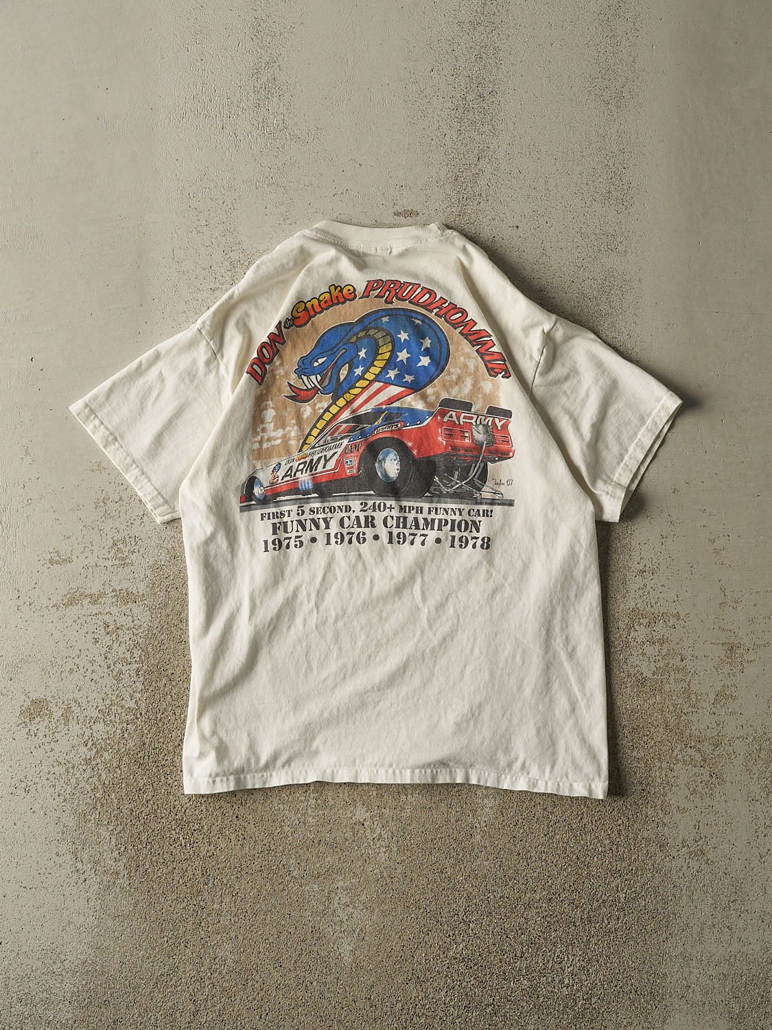 Vintage 07' White Vintage Drag Racing Club Tee (M/L)
