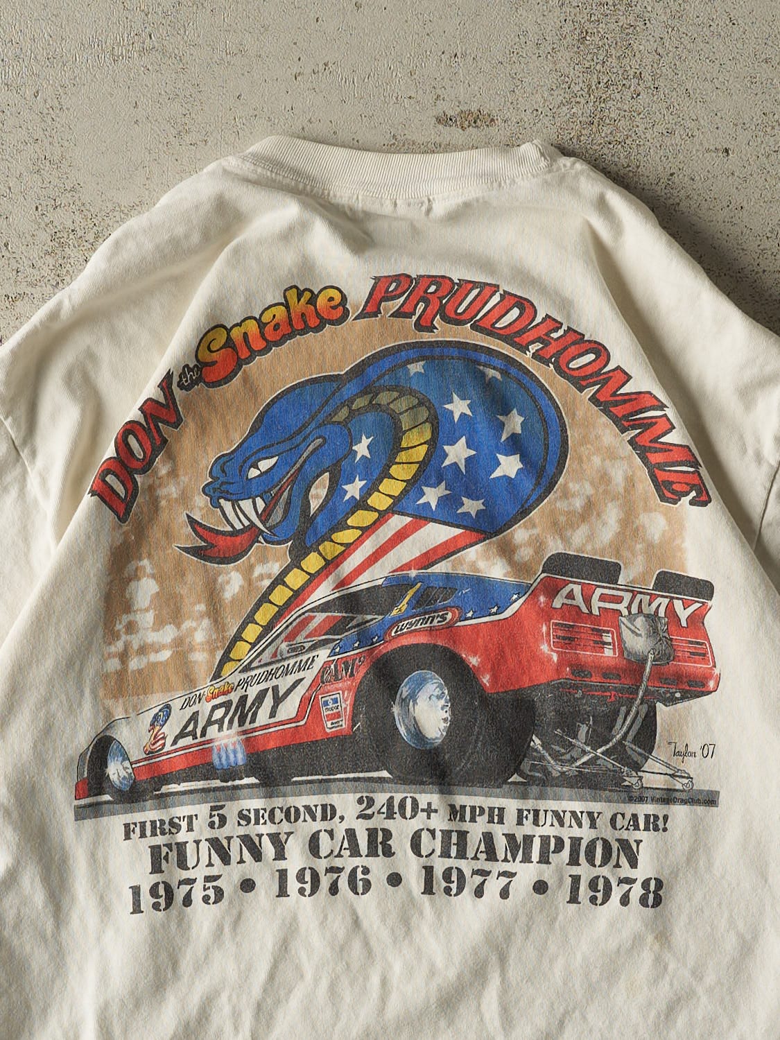 Vintage 07' White Vintage Drag Racing Club Tee (M/L)