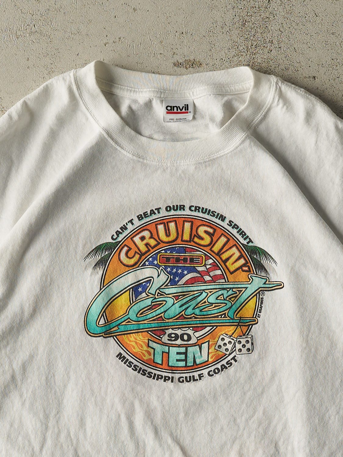 Vintage Y2K White "Cruising the Coast" Tee (XL)