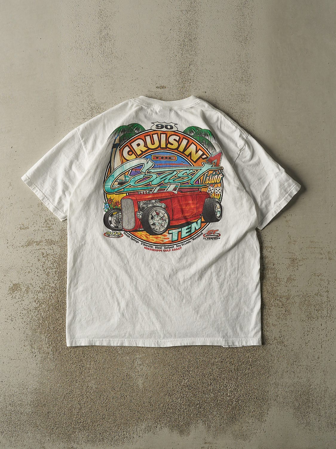 Vintage Y2K White "Cruising the Coast" Tee (XL)