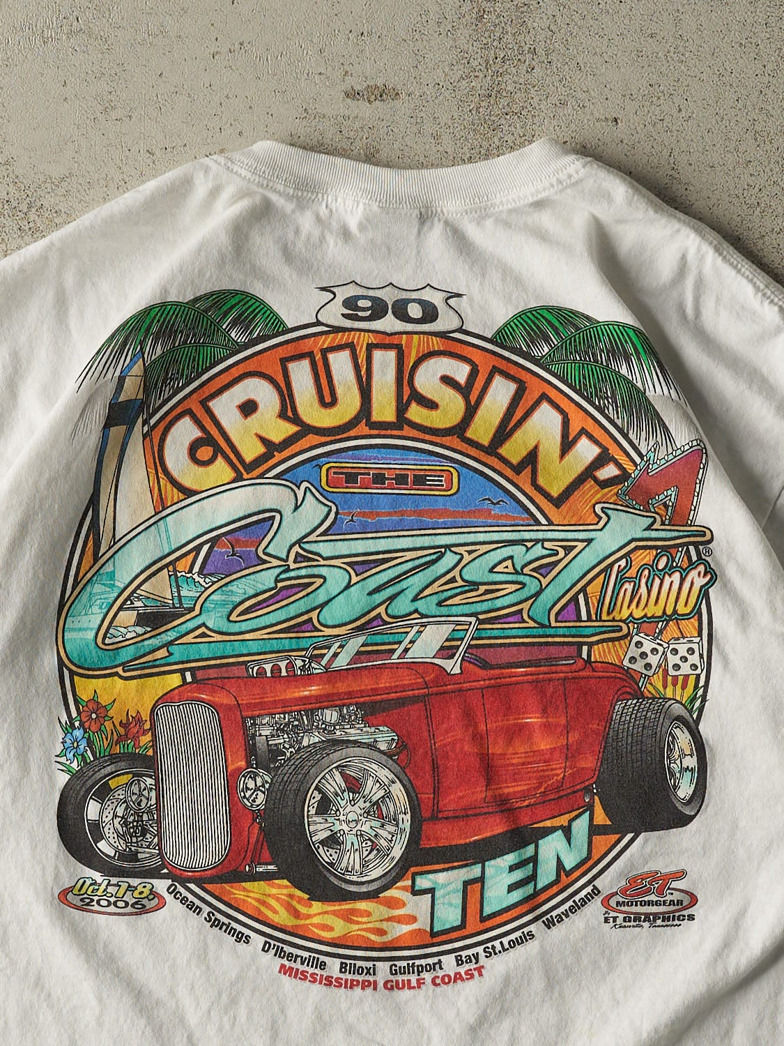 Vintage Y2K White "Cruising the Coast" Tee (XL)