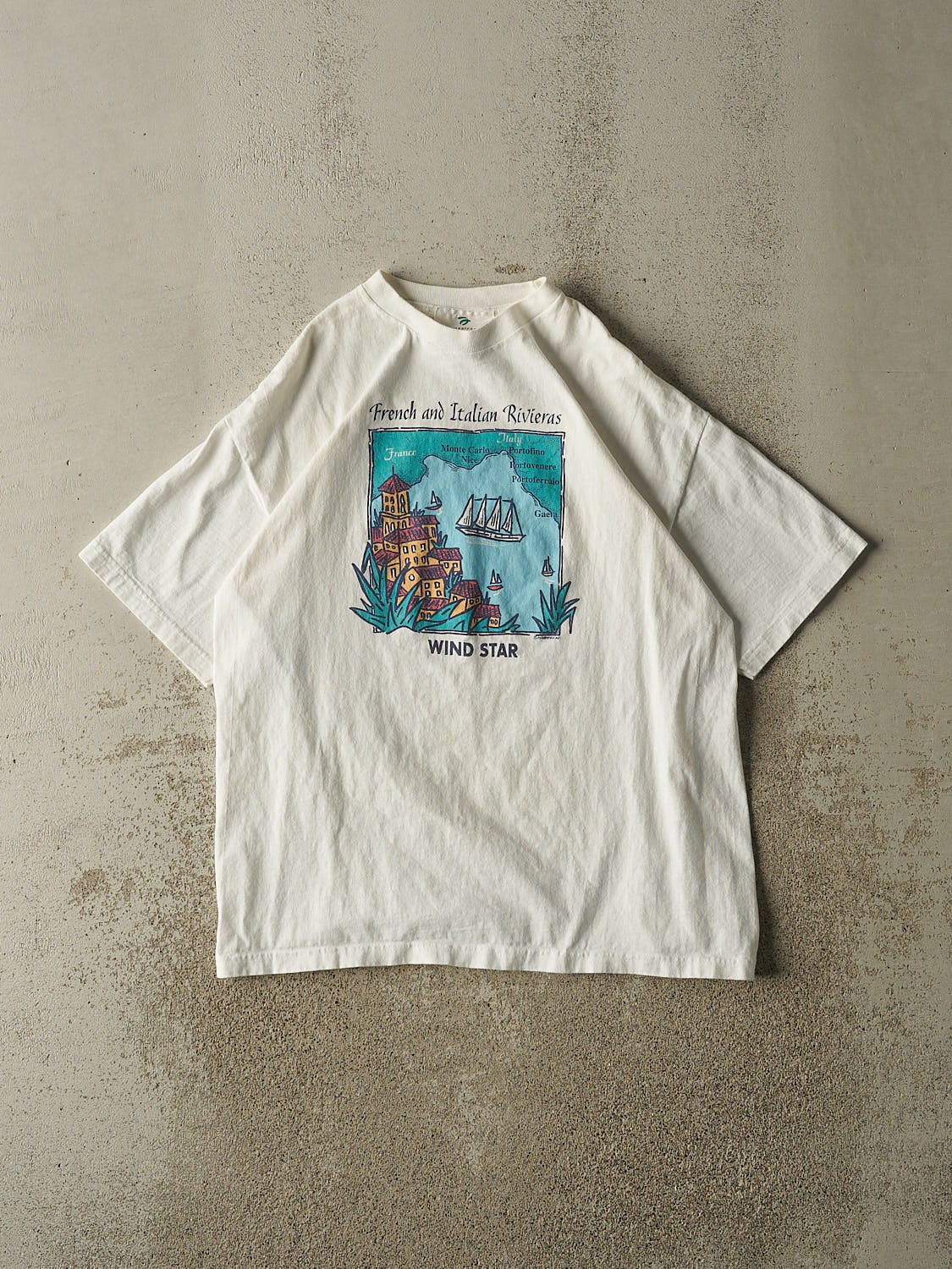 Vintage 90s White French and Italian Rivieras Tee (L)