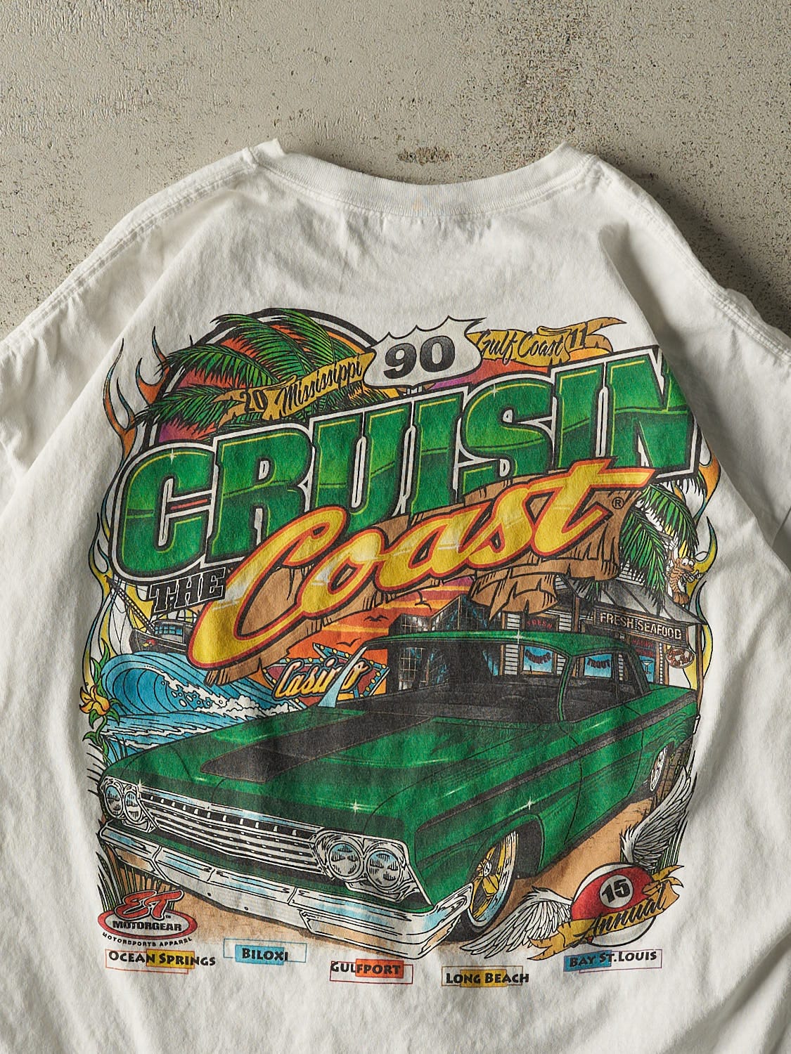 Vintage Y2K White "Cruising the Coast" Tee (XL)