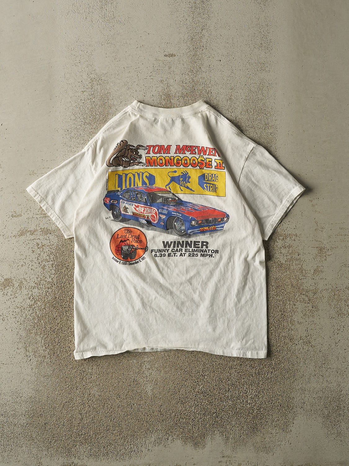 Vintage Y2K White Vintage Drag Racing Club Tee (M)