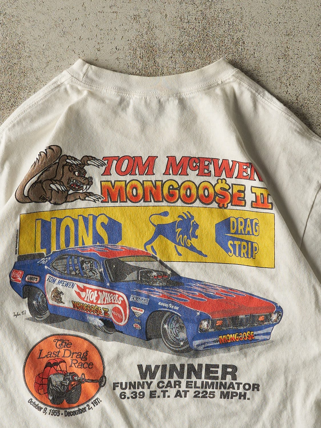 Vintage Y2K White Vintage Drag Racing Club Tee (M)