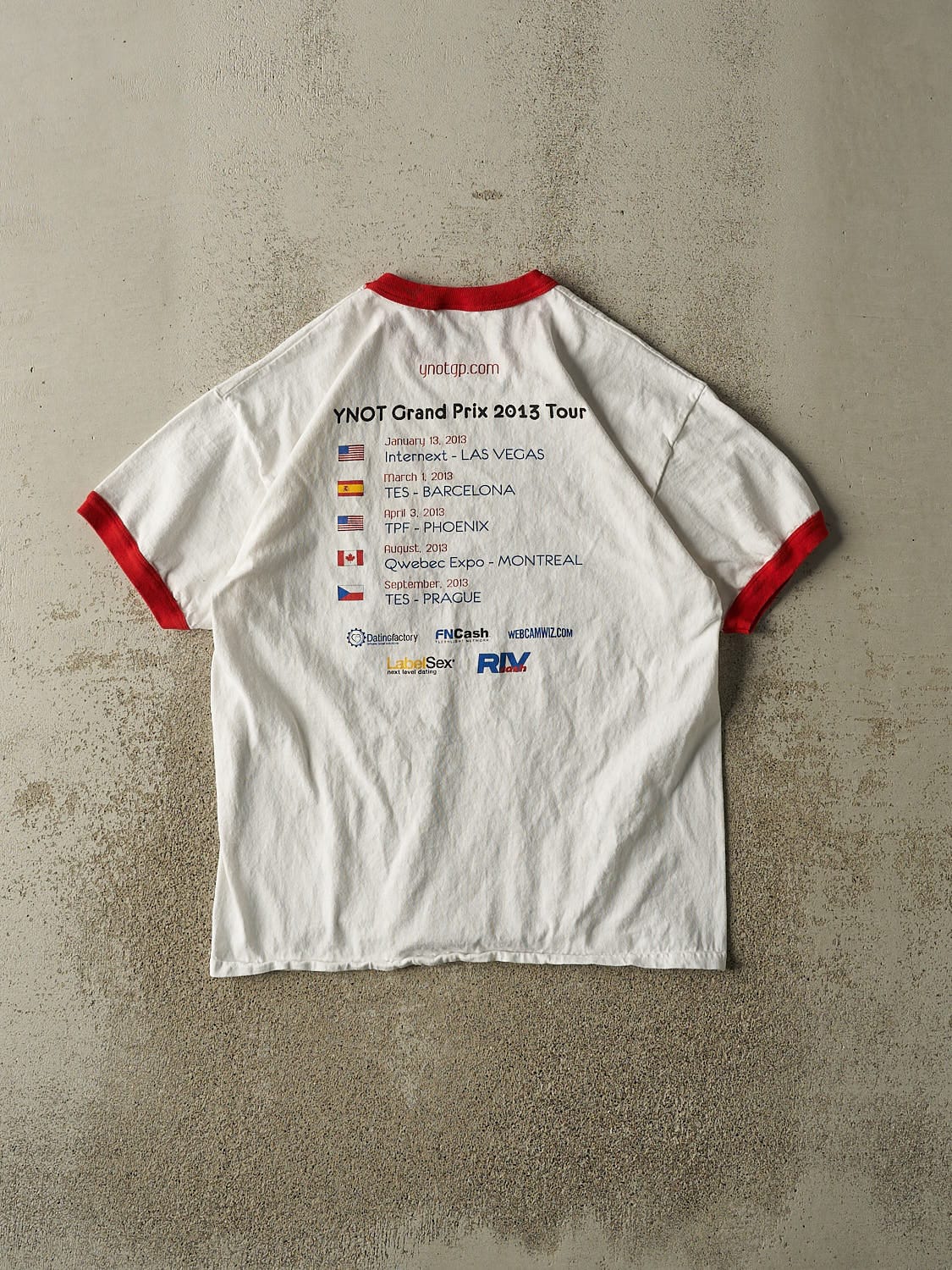 Vintage 13' White Grand Prix Ringer Tee (M/L)