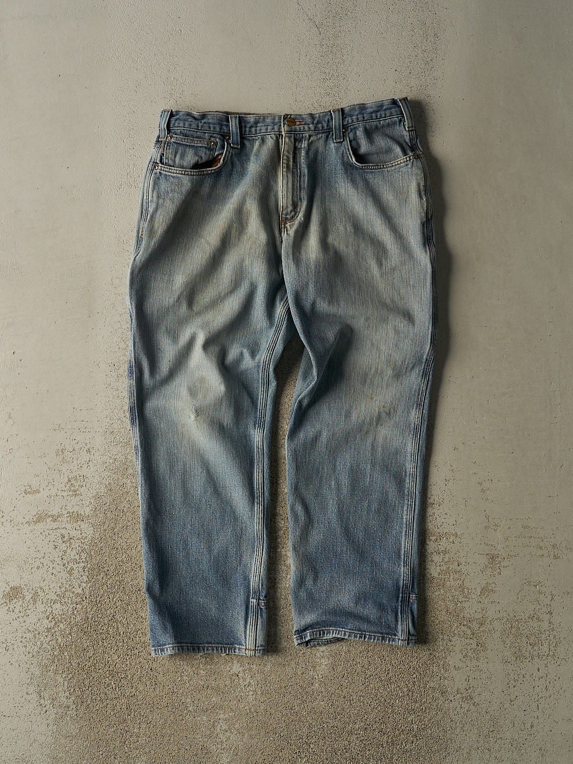 Vintage Y2K Light Wash Carhartt Denim Workwear Jeans (35x29)