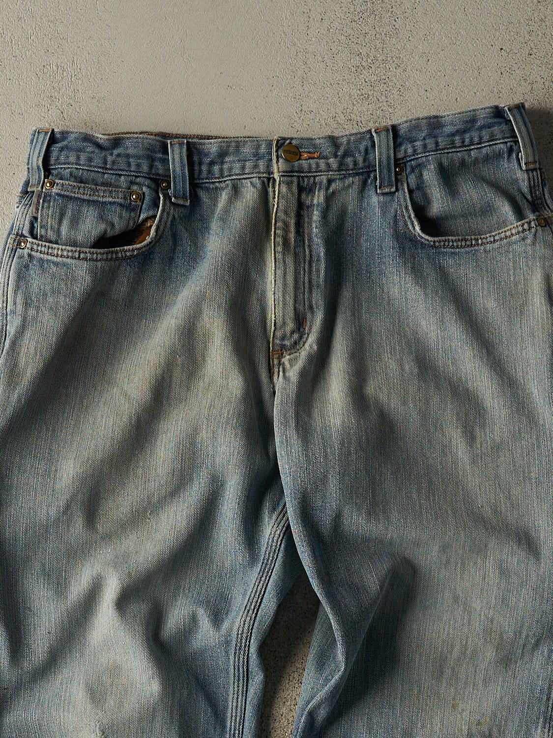 Vintage Y2K Light Wash Carhartt Denim Workwear Jeans (35x29)