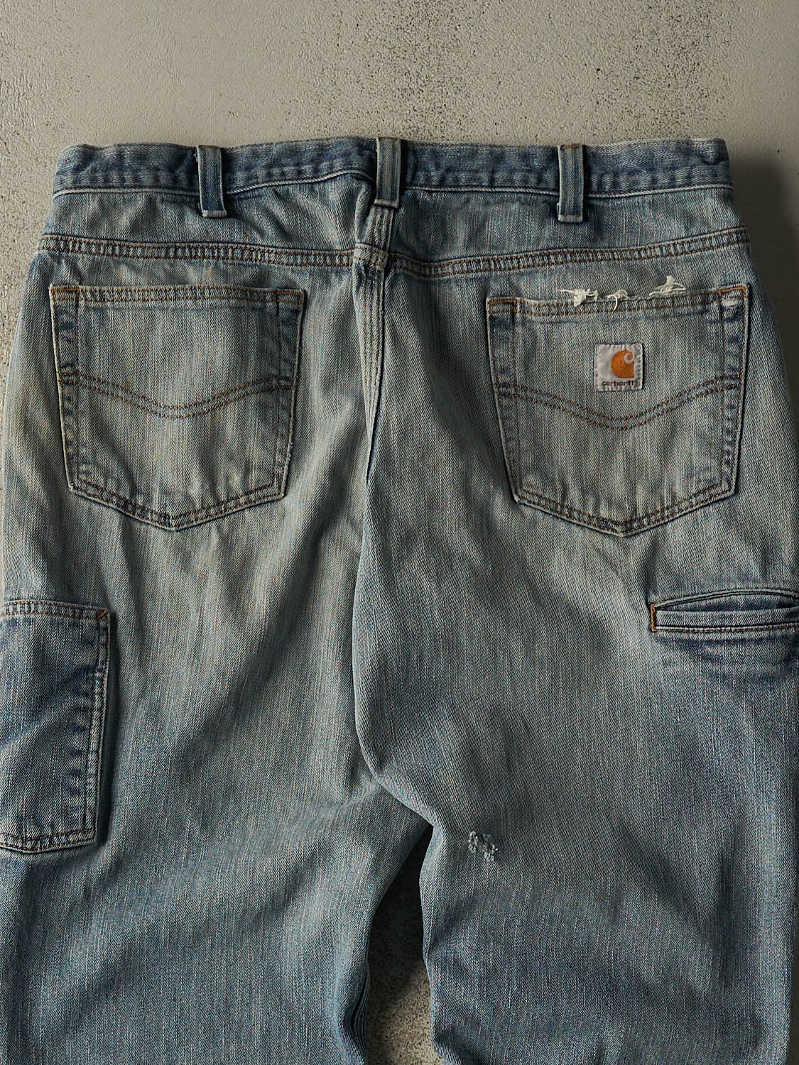 Vintage Y2K Light Wash Carhartt Denim Workwear Jeans (35x29)