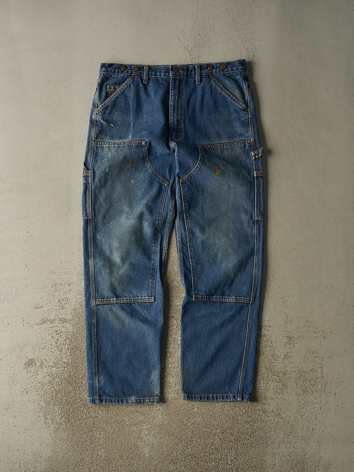 Vintage 90s Dark Wash Big Bill Denim Double Knee Carpenter Pants (37x33)