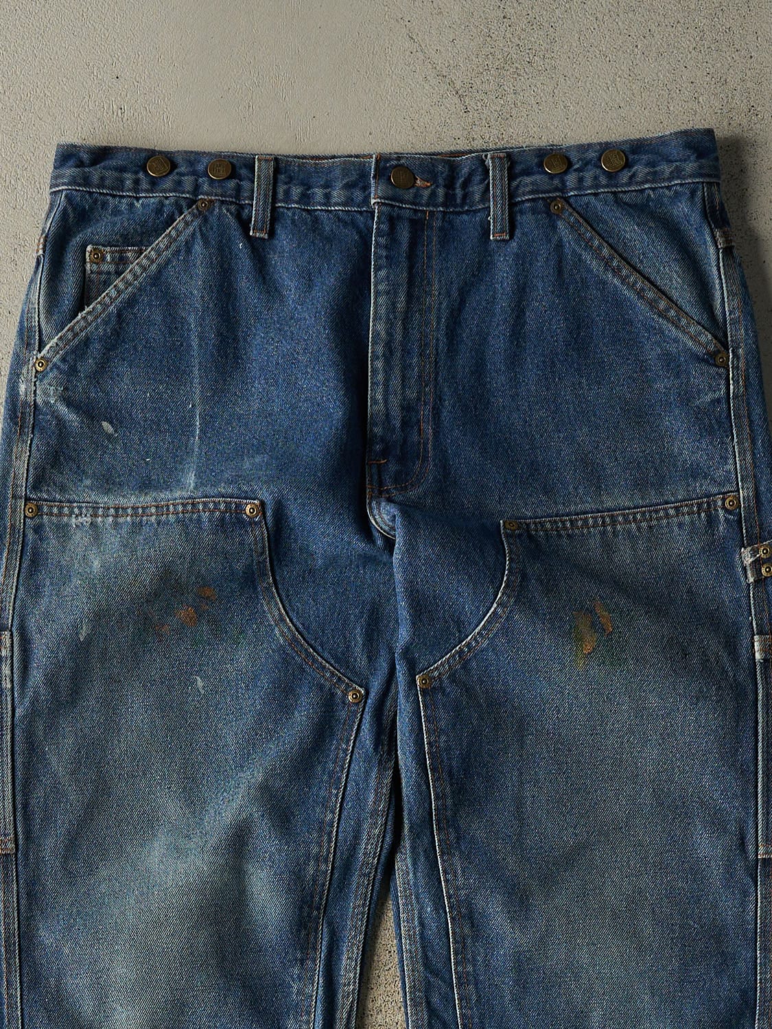 Vintage 90s Dark Wash Big Bill Denim Double Knee Carpenter Pants (37x33)