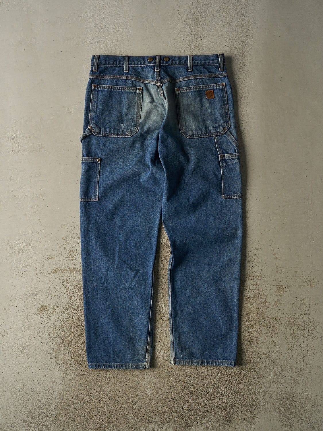 Vintage 90s Dark Wash Big Bill Denim Double Knee Carpenter Pants (37x33)