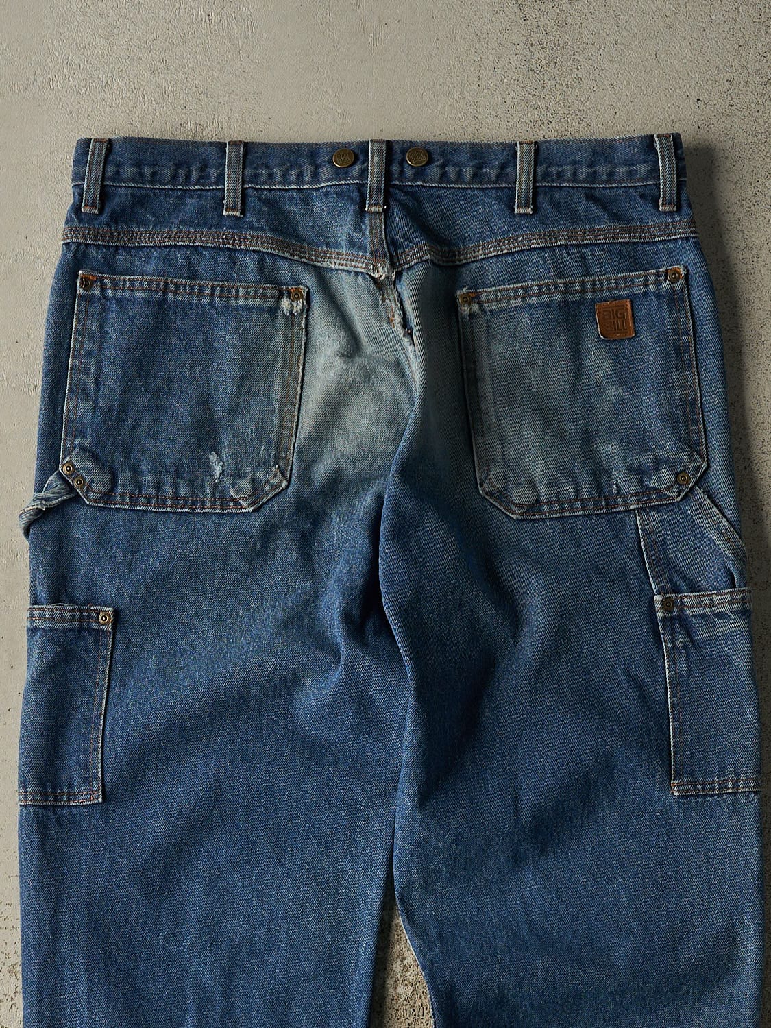 Vintage 90s Dark Wash Big Bill Denim Double Knee Carpenter Pants (37x33)