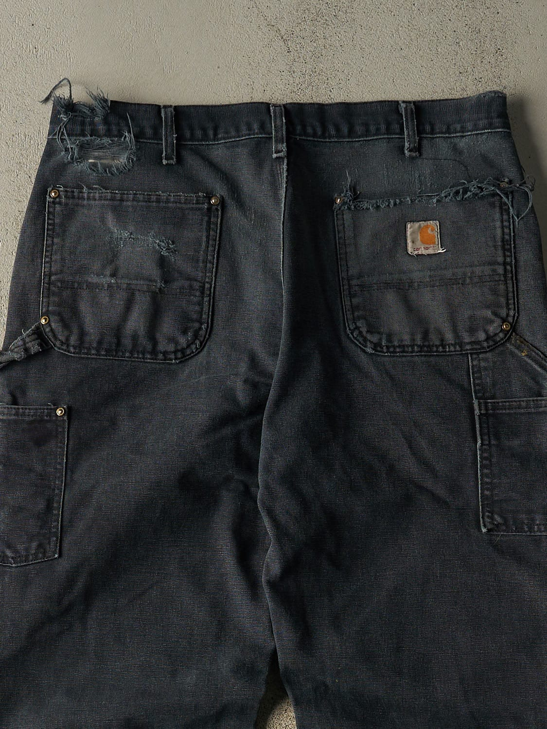 Vintage 90s Faded Black Carhartt Double Knee Carpenter Pants (35x32)