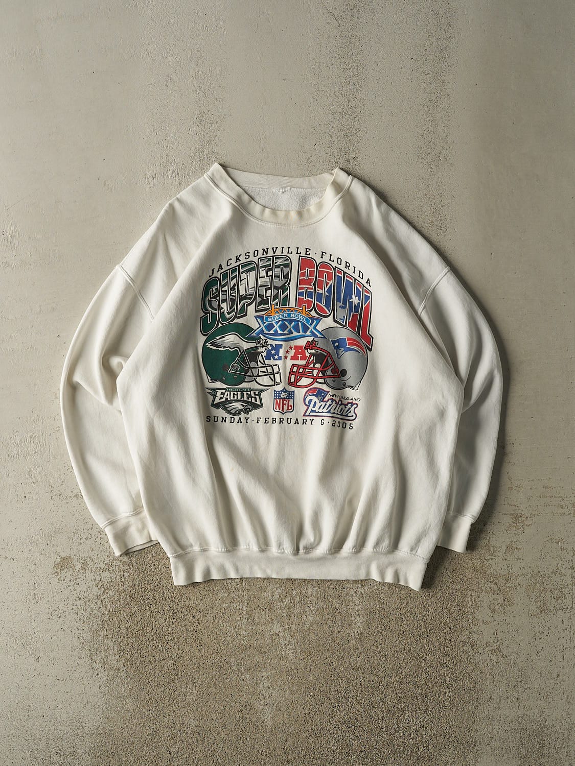 Vintage 05' White Super Bowl XXXIX Crewneck (XXL/XXXL)
