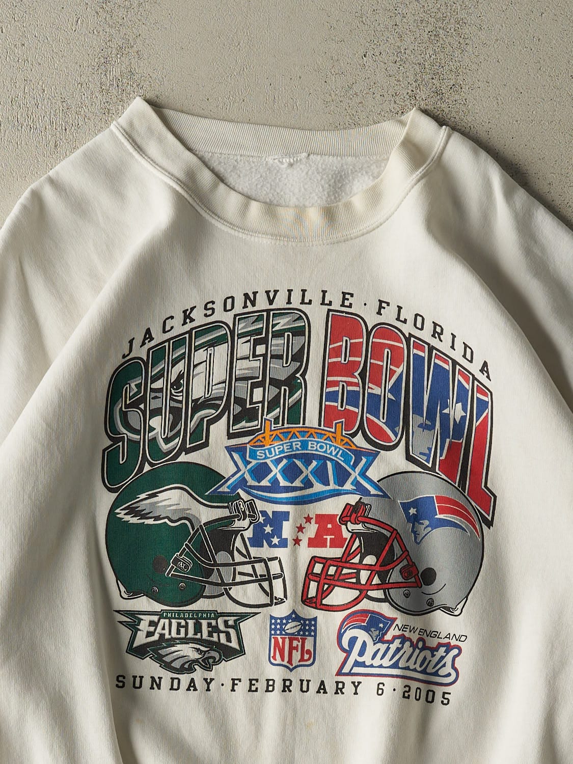 Vintage 05' White Super Bowl XXXIX Crewneck (XXL/XXXL)