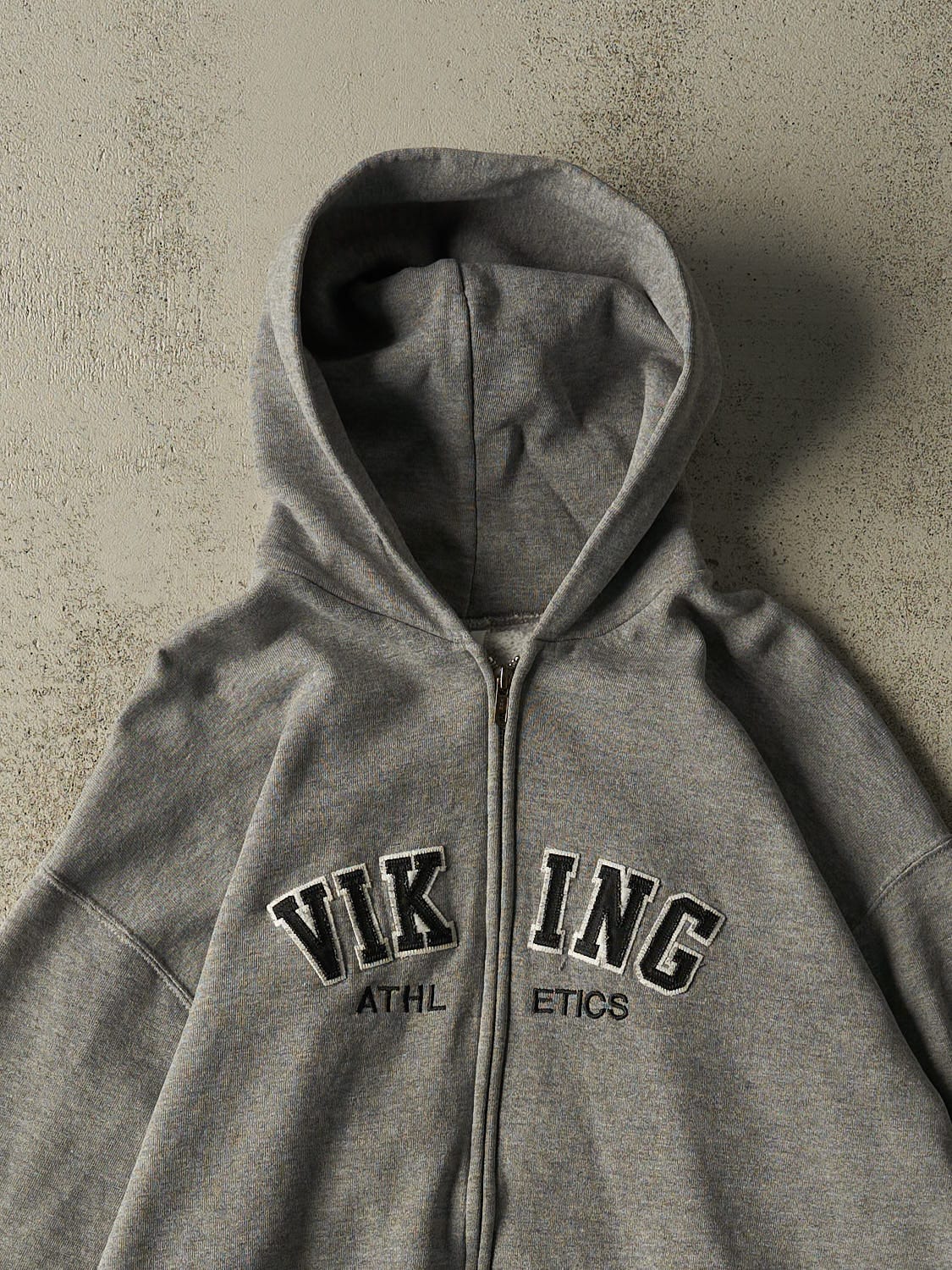 Vintage Y2K Grey Russell Athletic North Viking Zip Up Hoodie (M/L)