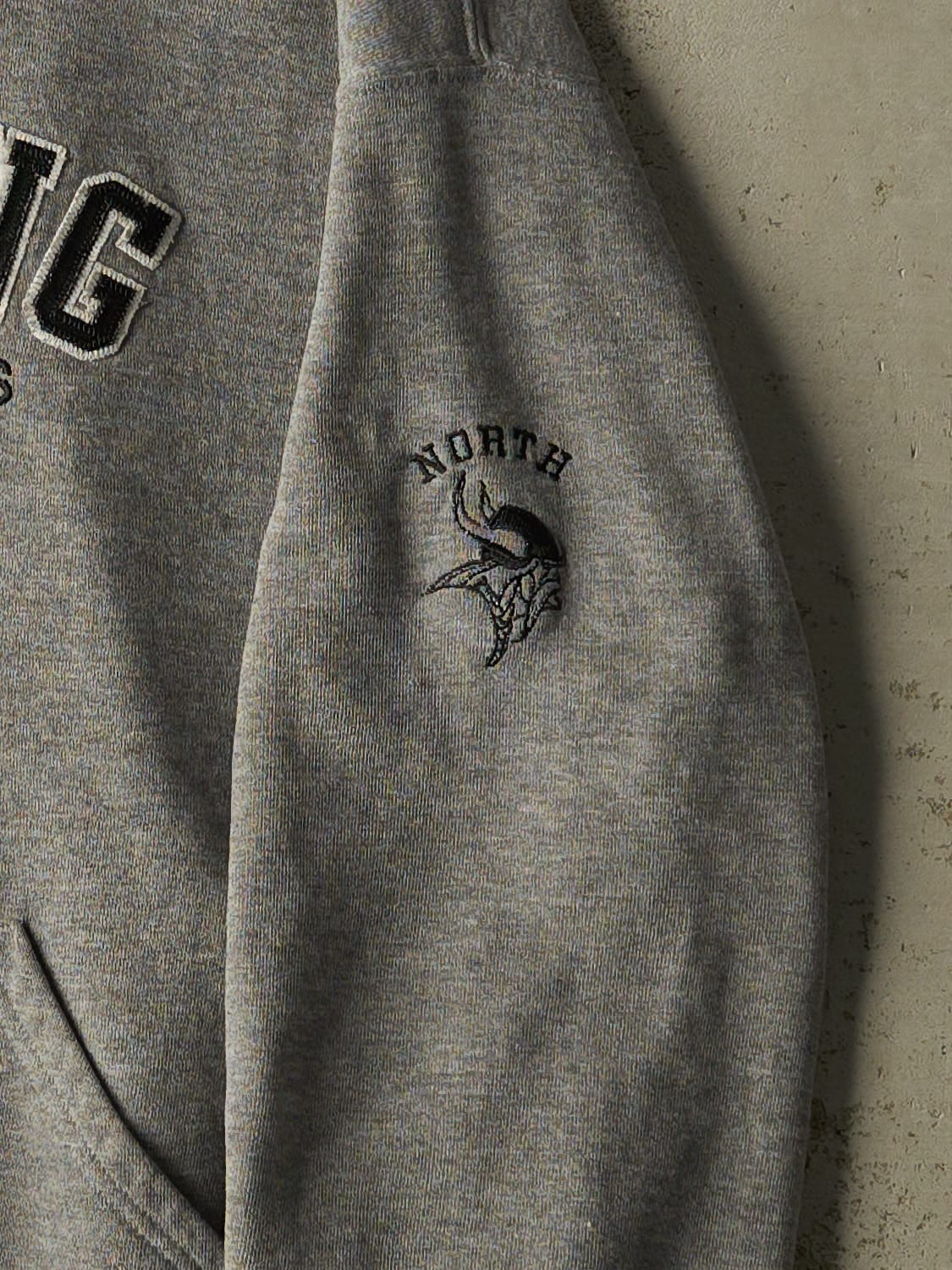 Vintage Y2K Grey Russell Athletic North Viking Zip Up Hoodie (M/L)