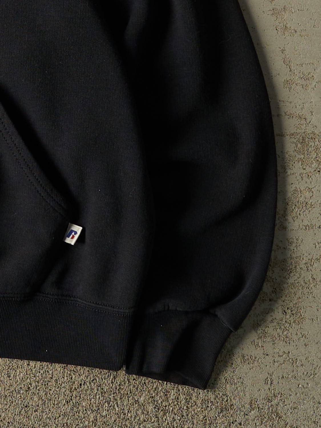 Vintage Y2K Faded Black Russell Athletic Brebeuf Hoodie (S)