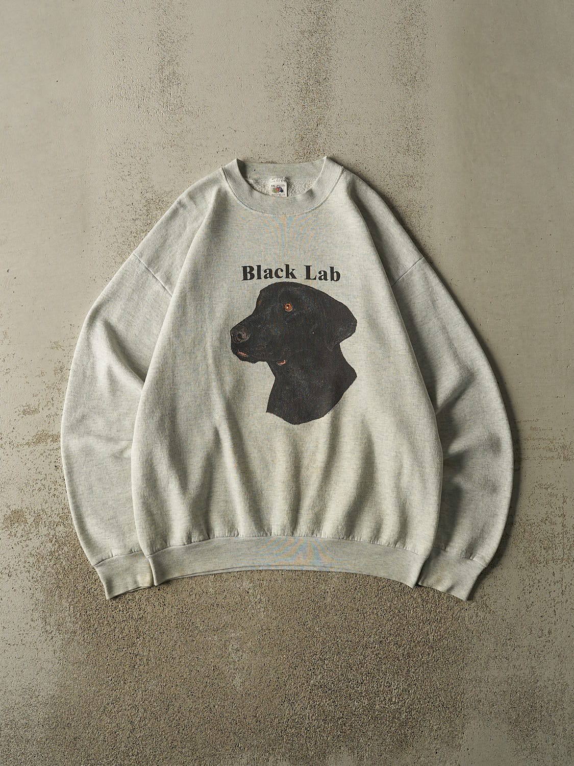 Vintage 90s Heather Grey Black Labrador Dog Crewneck (XL)
