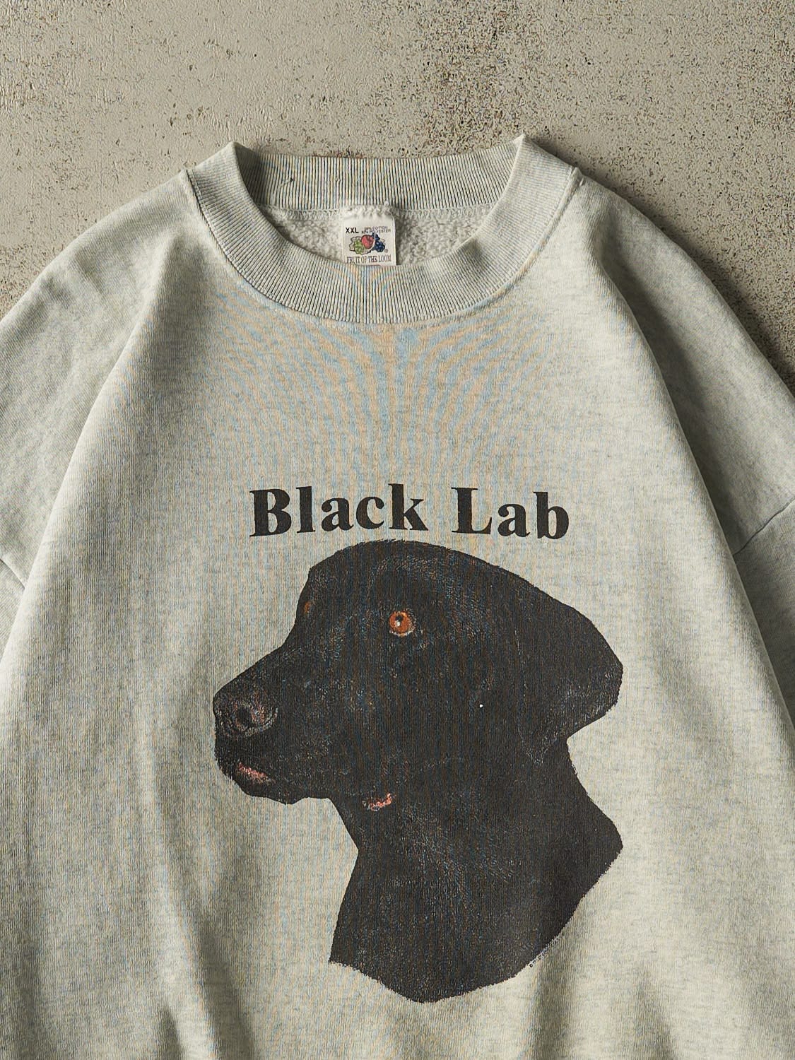Vintage 90s Heather Grey Black Labrador Dog Crewneck (XL)